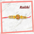 Wrap Shap Om Rakhi with Double Beads - Design CC4, Includes Roli Chawal