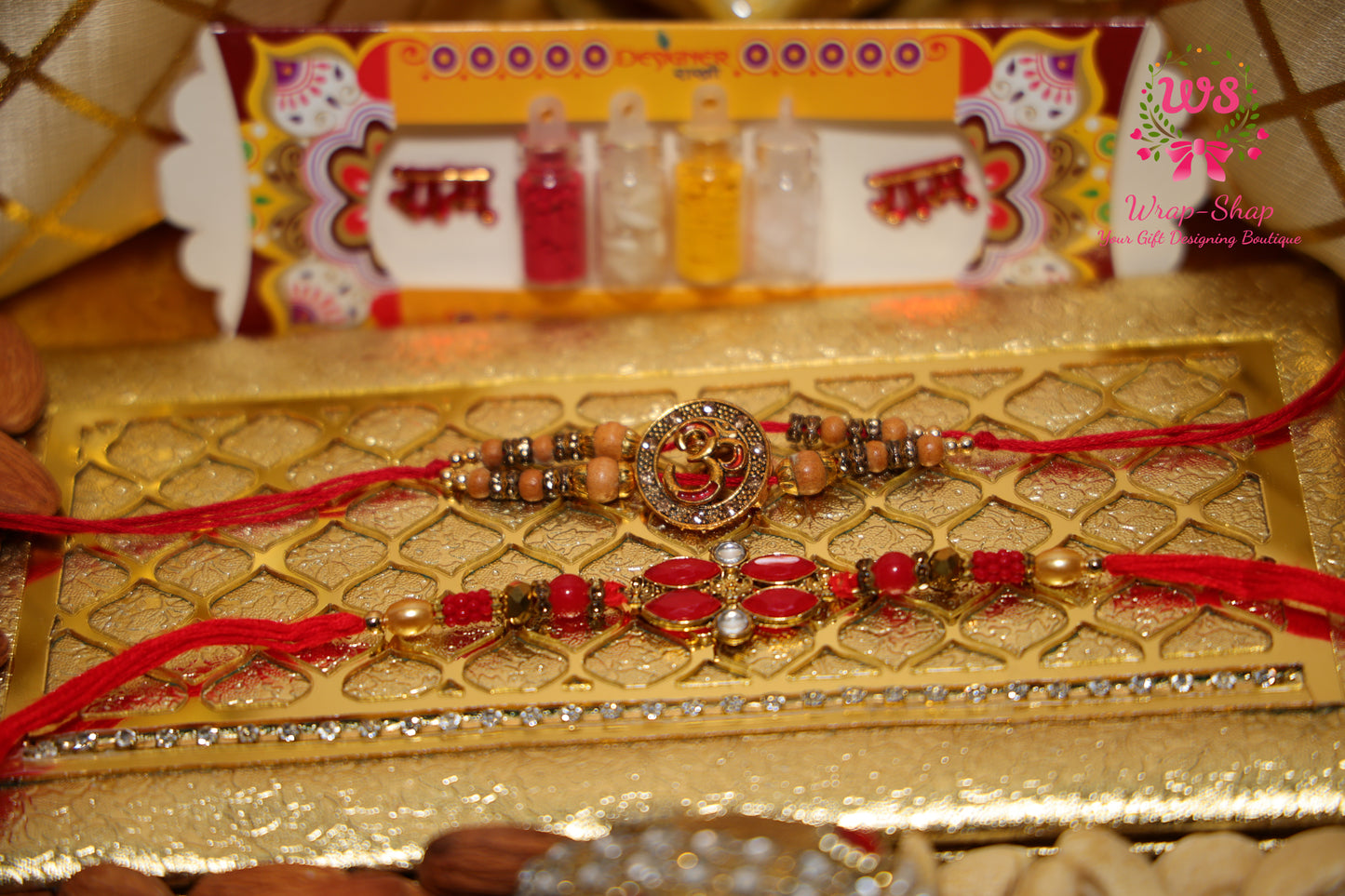 Family Rakhi Hamper with Dry Fruits, Ganpati Idol & Rakhi Set | Pooja Thali Gift by Wrap Shap
