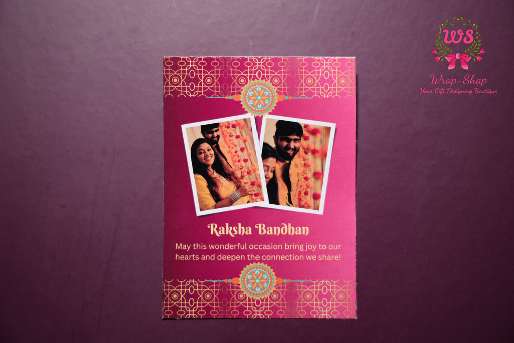 Luxury Bhaiya Bhabhi Rakhi Gift Hamper with Love Co Body Care, Dry Fruits, Candles, Chocolates & Personalized Photo Tag | Wrap Shap