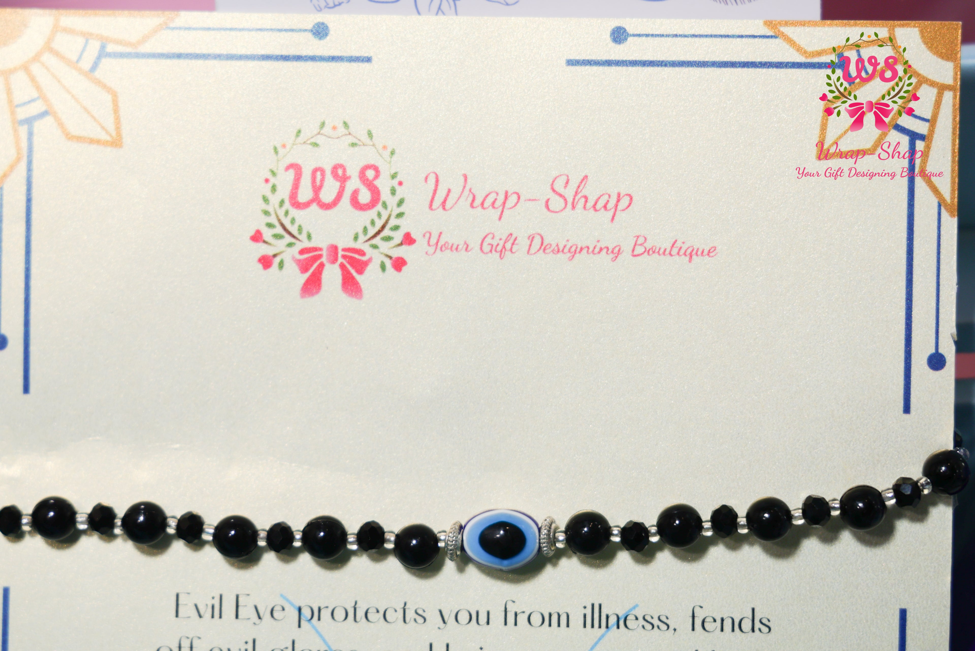 Evil Eye Rakhi Hamper with Blue Coffee Mug, Blue Tokai Coffee, Notebook, Chocolate & Rakhi in Blue MDF Gift Box | Wrap Shap