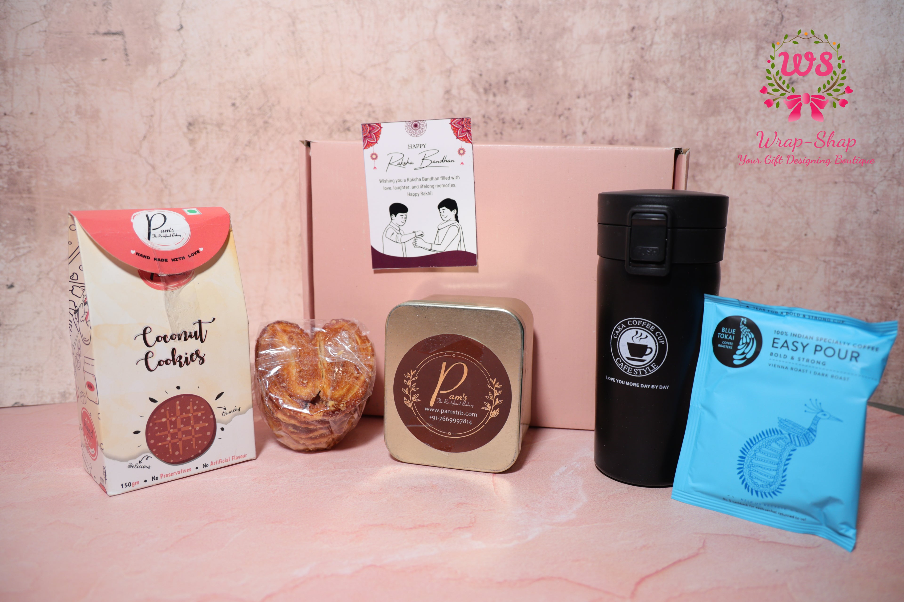 Gourmet Coffee & Cookie Gift Hamper with Tumbler, Chocolates & Snacks | Wrap Shap