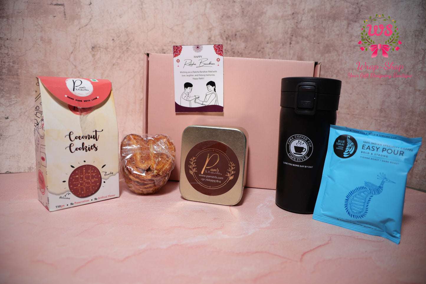 Gourmet Coffee & Cookie Gift Hamper with Tumbler, Chocolates & Snacks | Wrap Shap