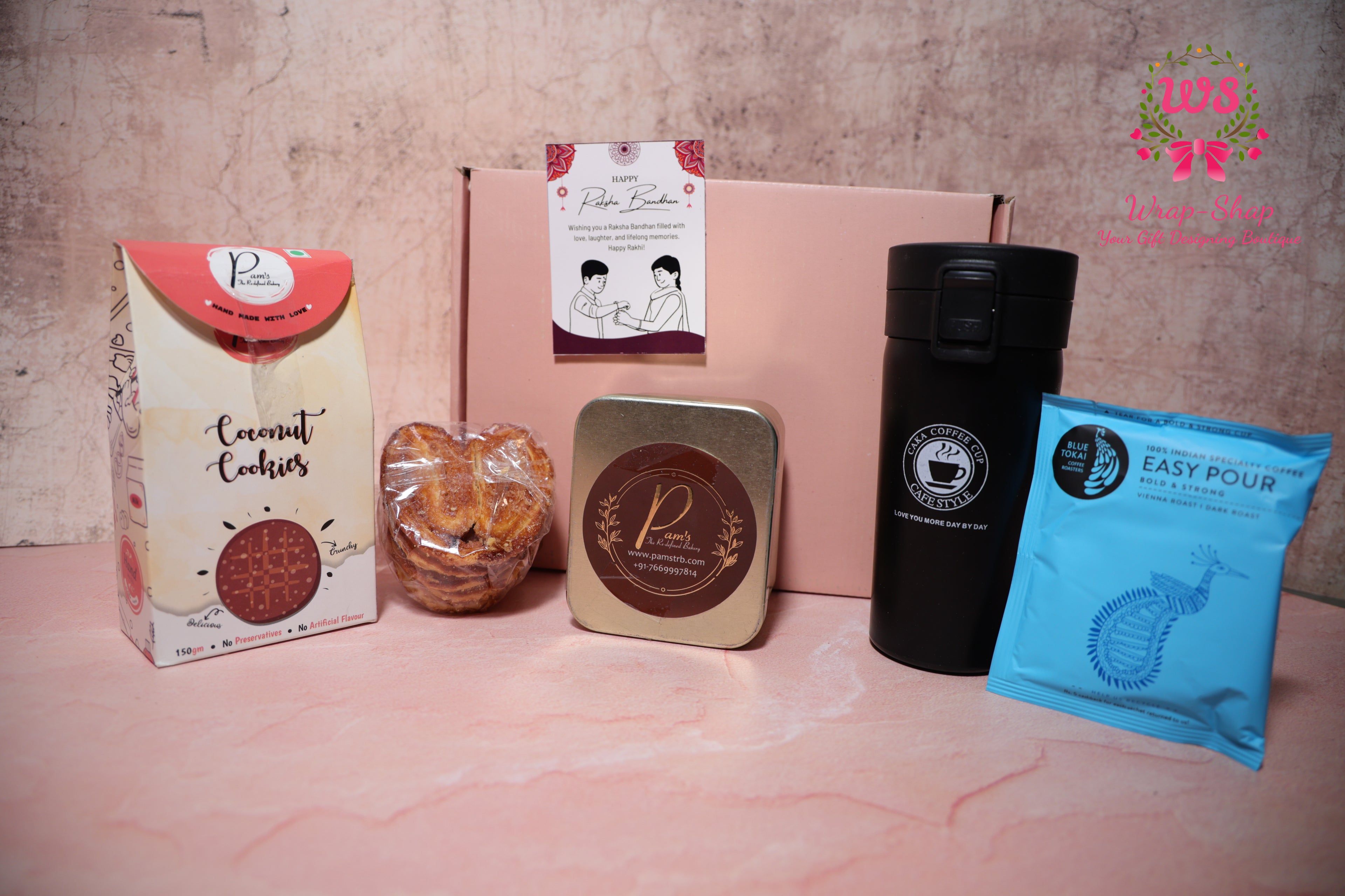 Gourmet Coffee & Cookie Gift Hamper with Tumbler, Chocolates & Snacks | Wrap Shap