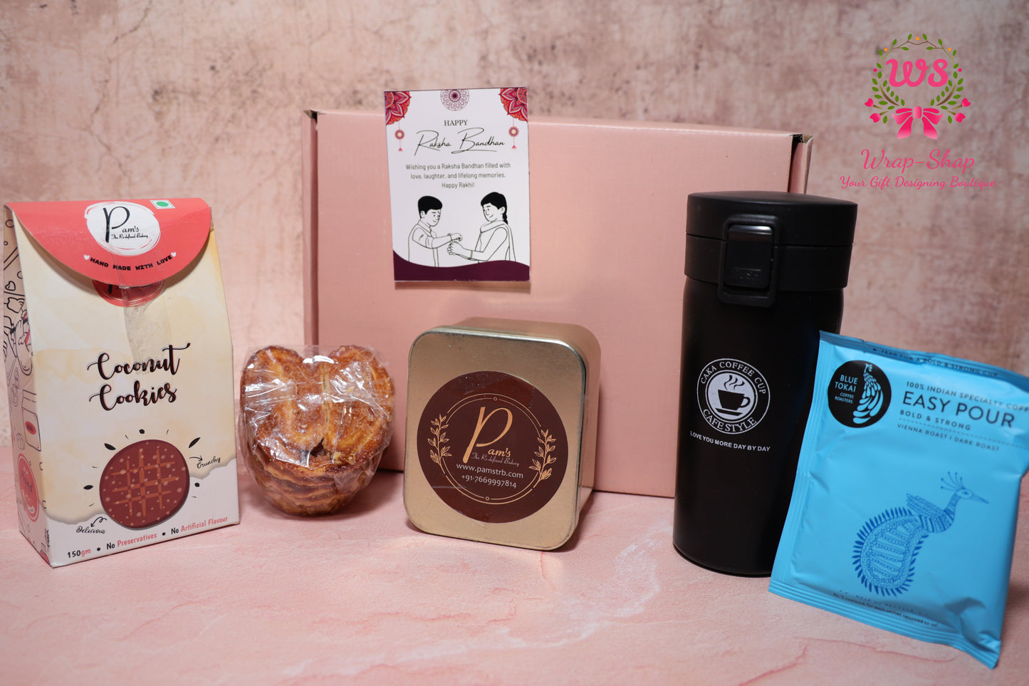 Gourmet Coffee & Cookie Gift Hamper with Tumbler, Chocolates & Snacks | Wrap Shap