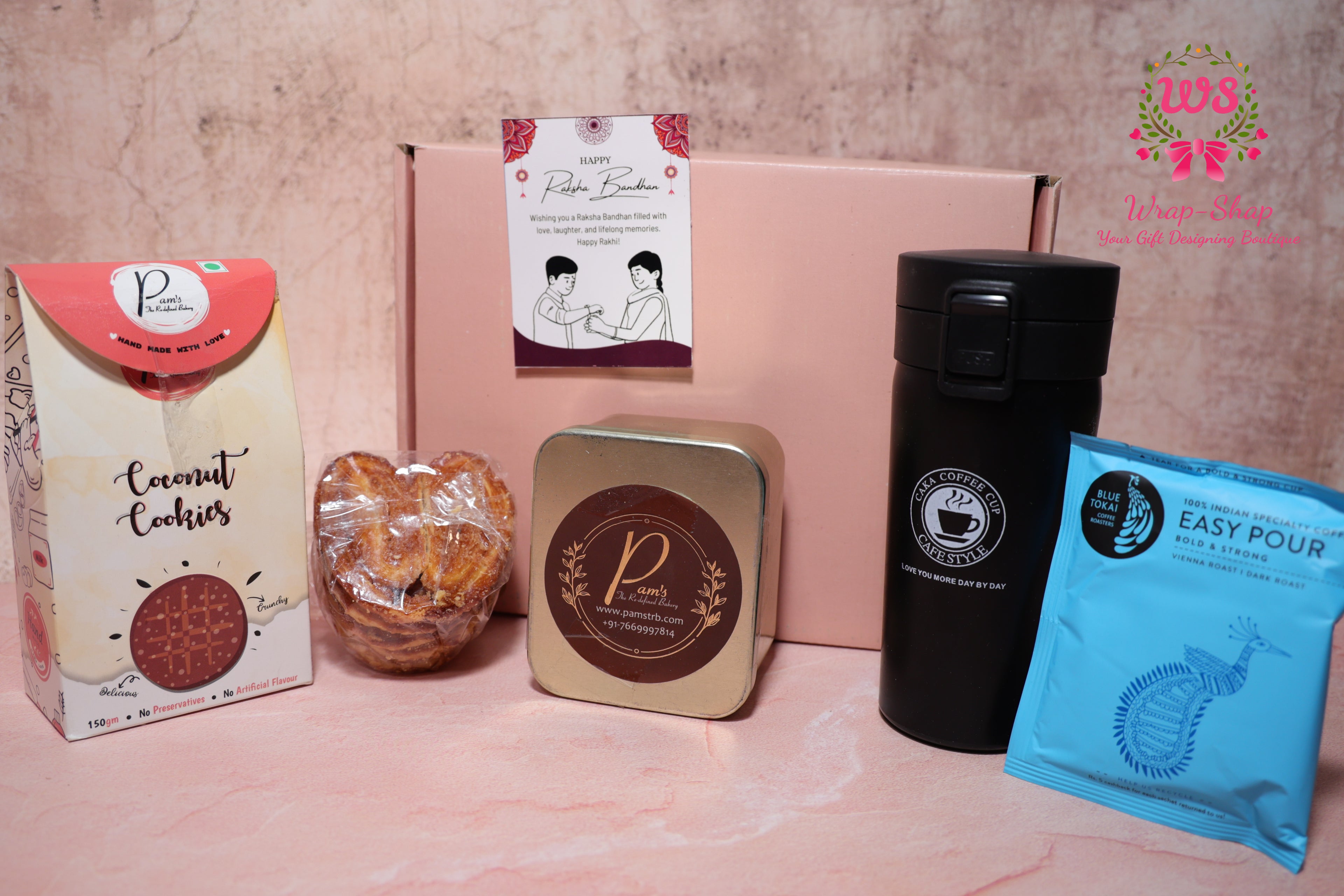 Gourmet Coffee & Cookie Gift Hamper with Tumbler, Chocolates & Snacks | Wrap Shap