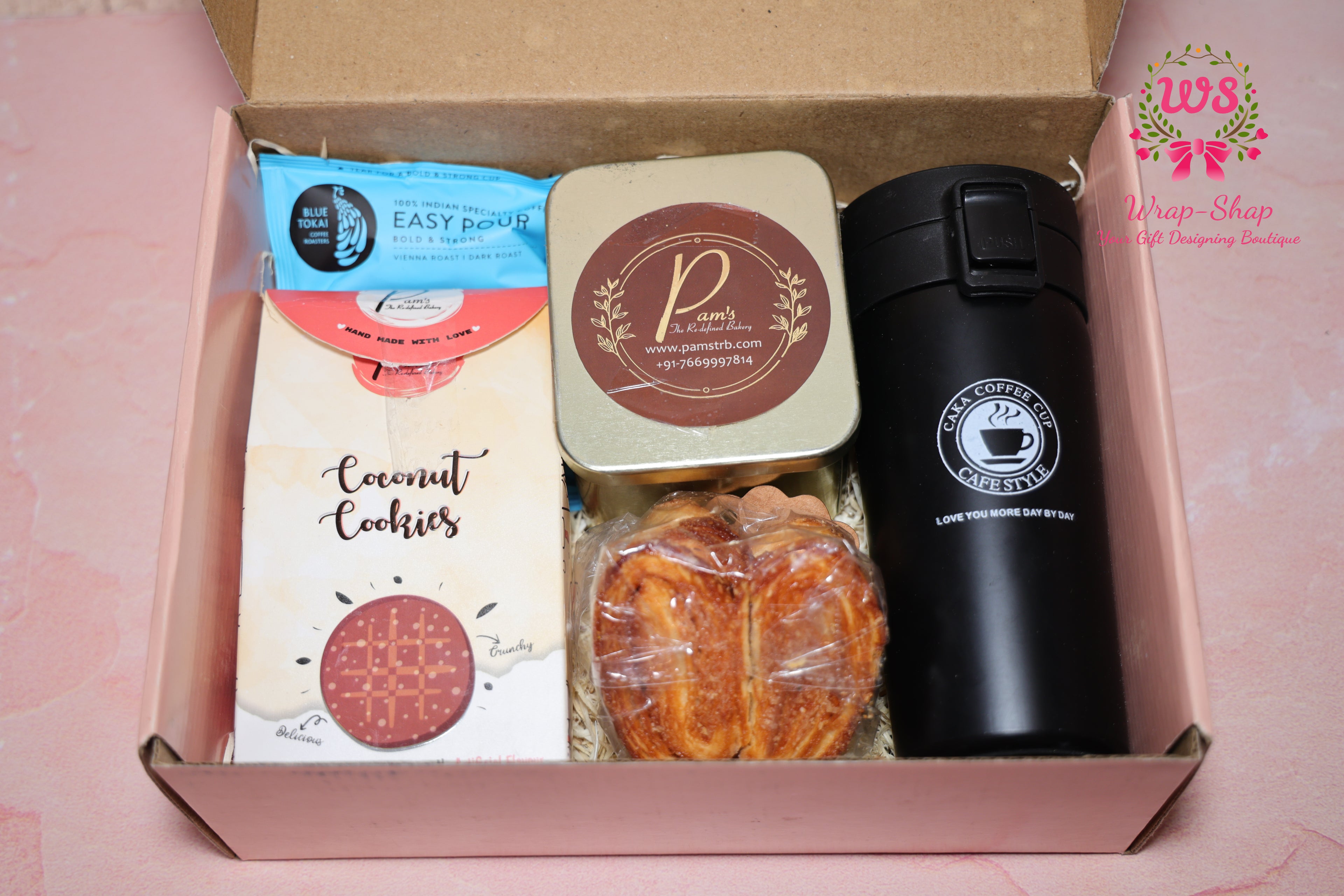 Gourmet Coffee & Cookie Gift Hamper with Tumbler, Chocolates & Snacks | Wrap Shap