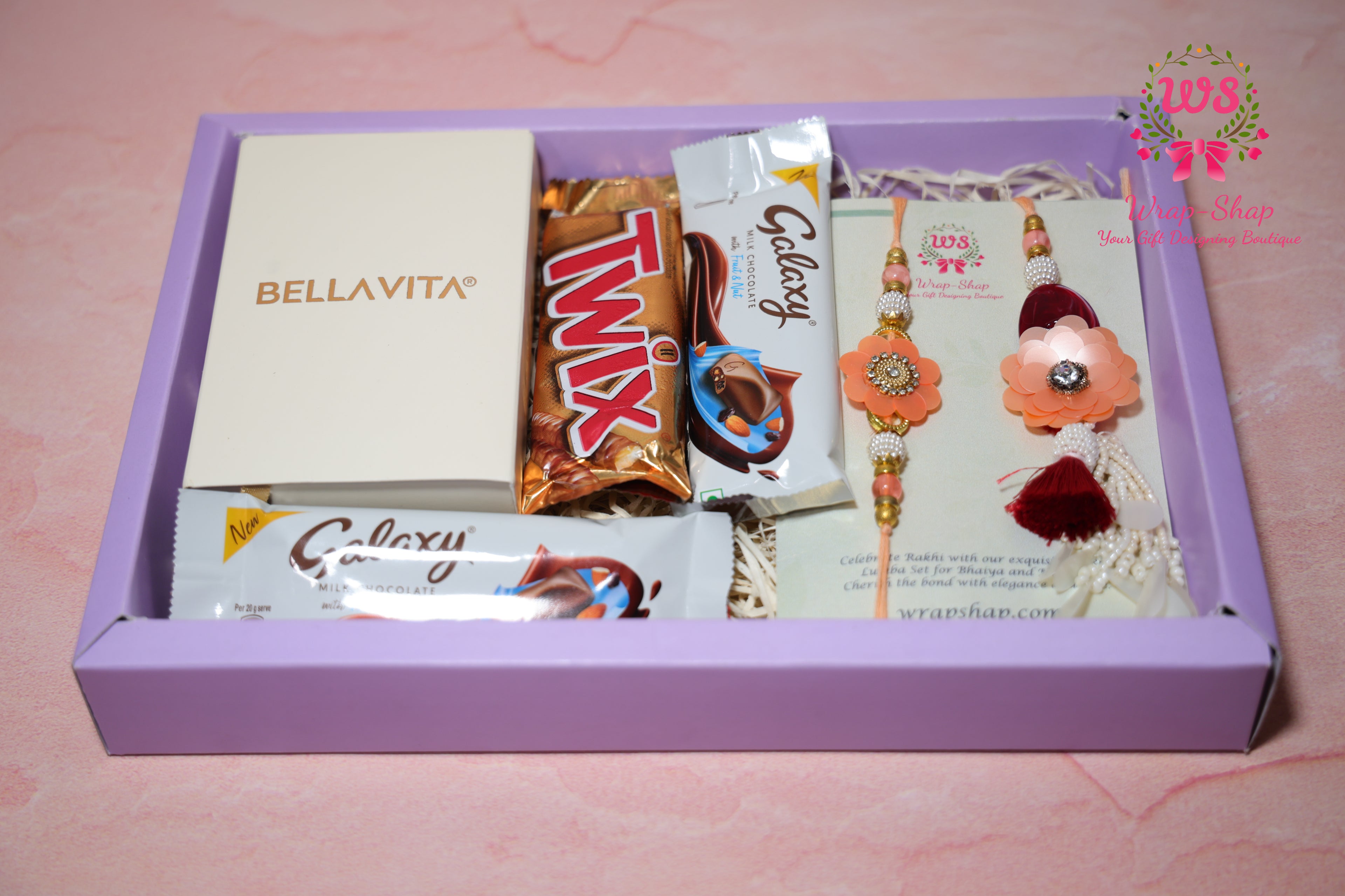 Bhaiya Bhabhi Rakhi Hamper with Men & Women Perfume Gift Set, Chocolates & Transparent Gift Box | Wrap Shap