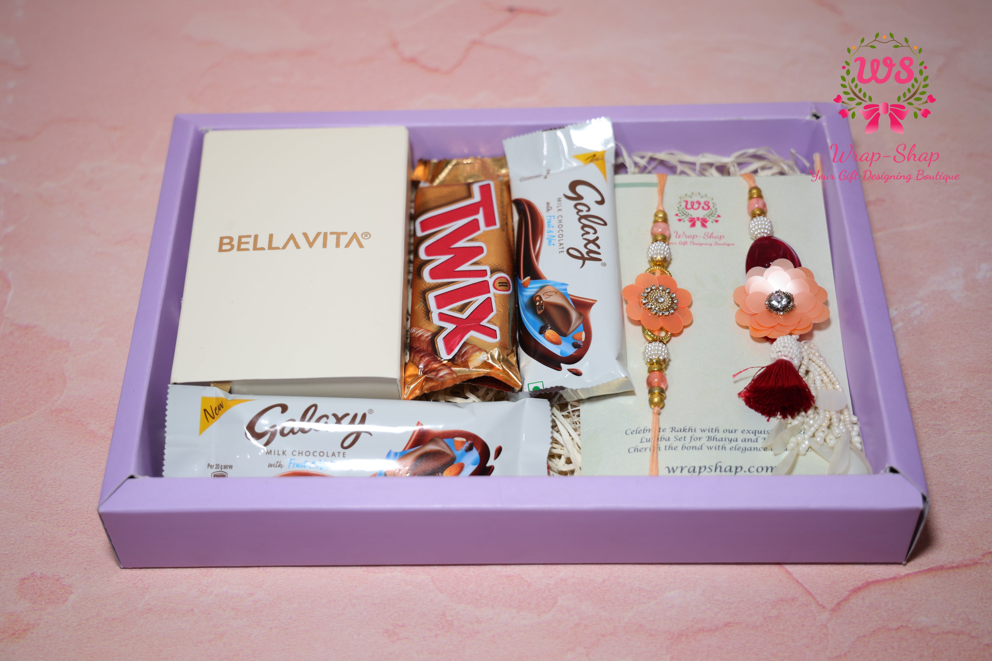 Bhaiya Bhabhi Rakhi Hamper with Men & Women Perfume Gift Set, Chocolates & Transparent Gift Box | Wrap Shap