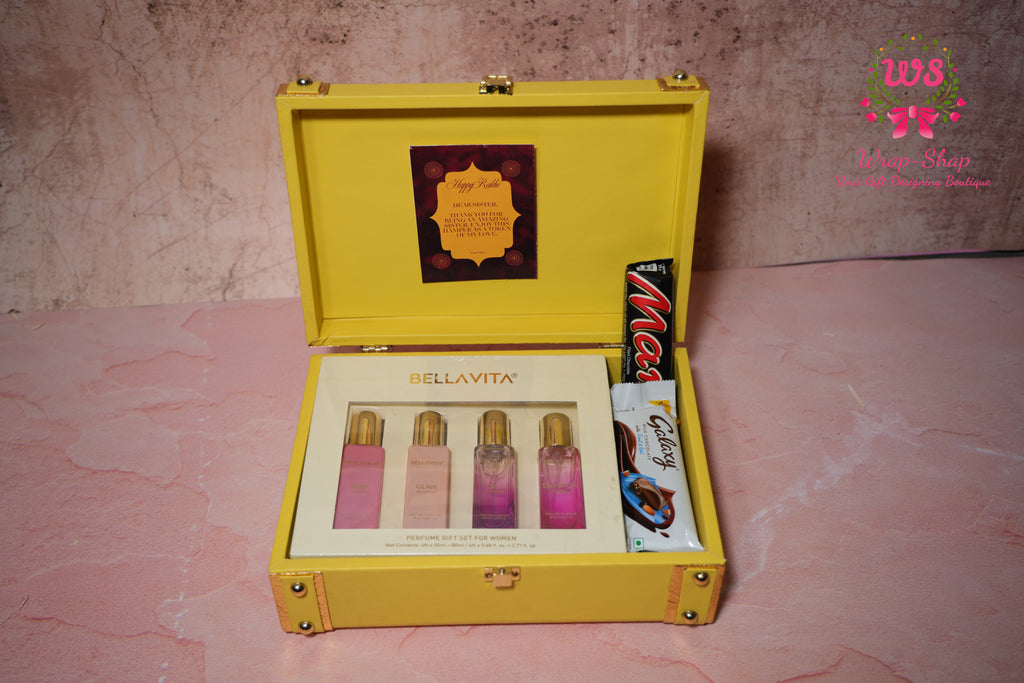 Bella Vita Perfume & Chocolate Gift Hamper in Jewellery Storage Box | Wrap Shap