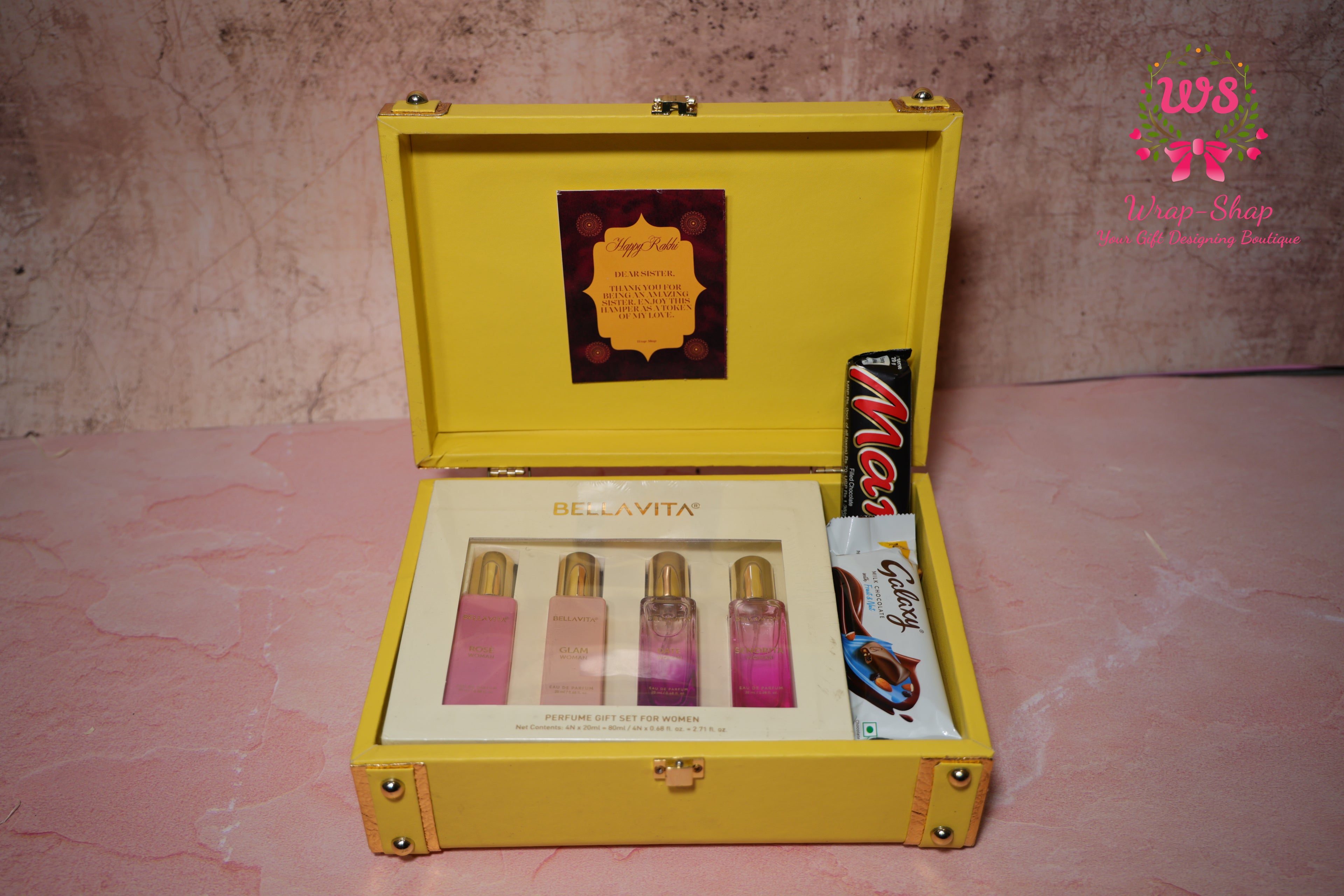 Bella Vita Perfume & Chocolate Gift Hamper in Jewellery Storage Box | Wrap Shap