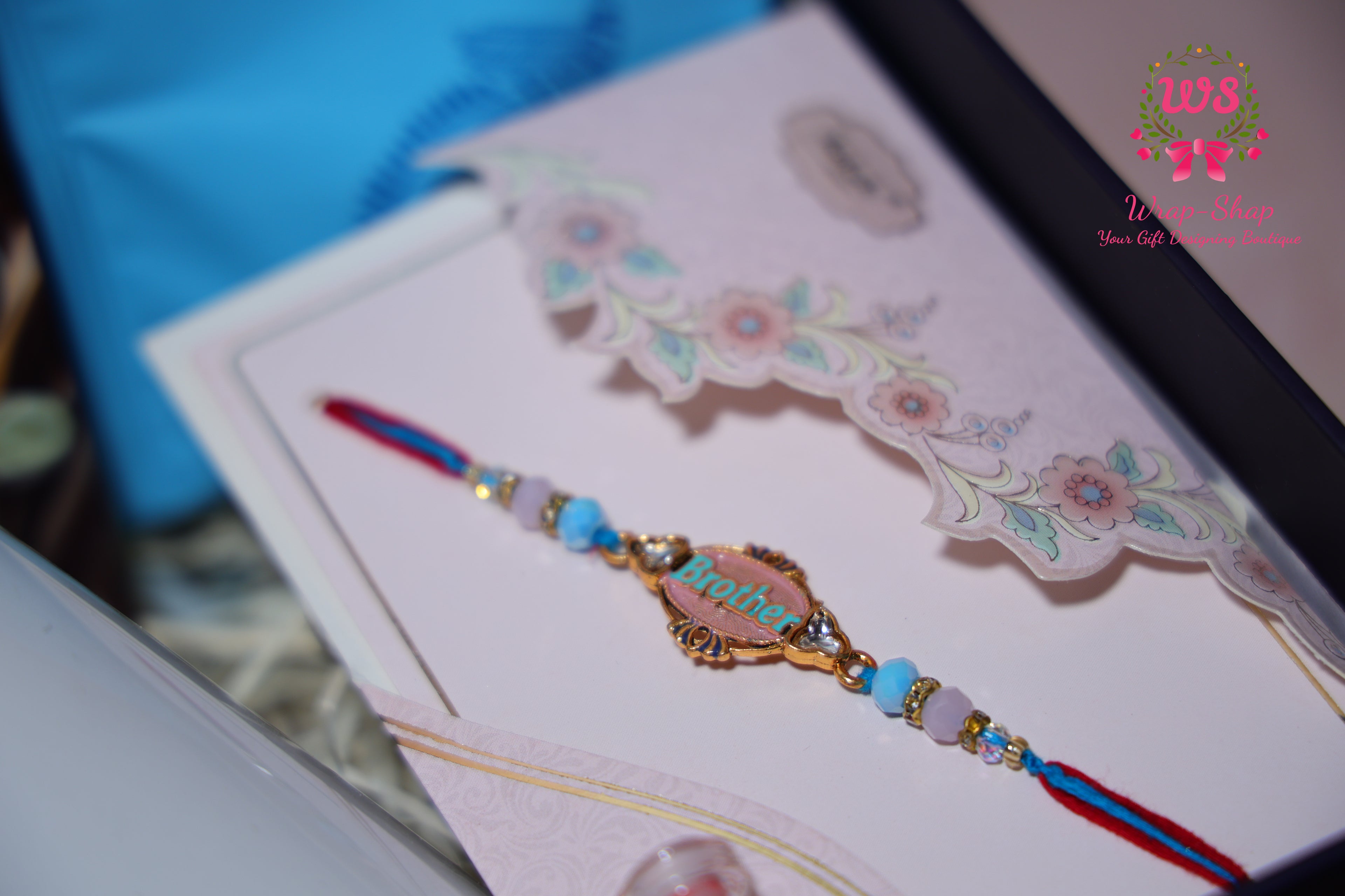 Custom Rakhi Hamper with Personalized Mug, Blue Tokai Coffee, Hershey’s Chocolate & Rakhi in Gift Box | Wrap Shap