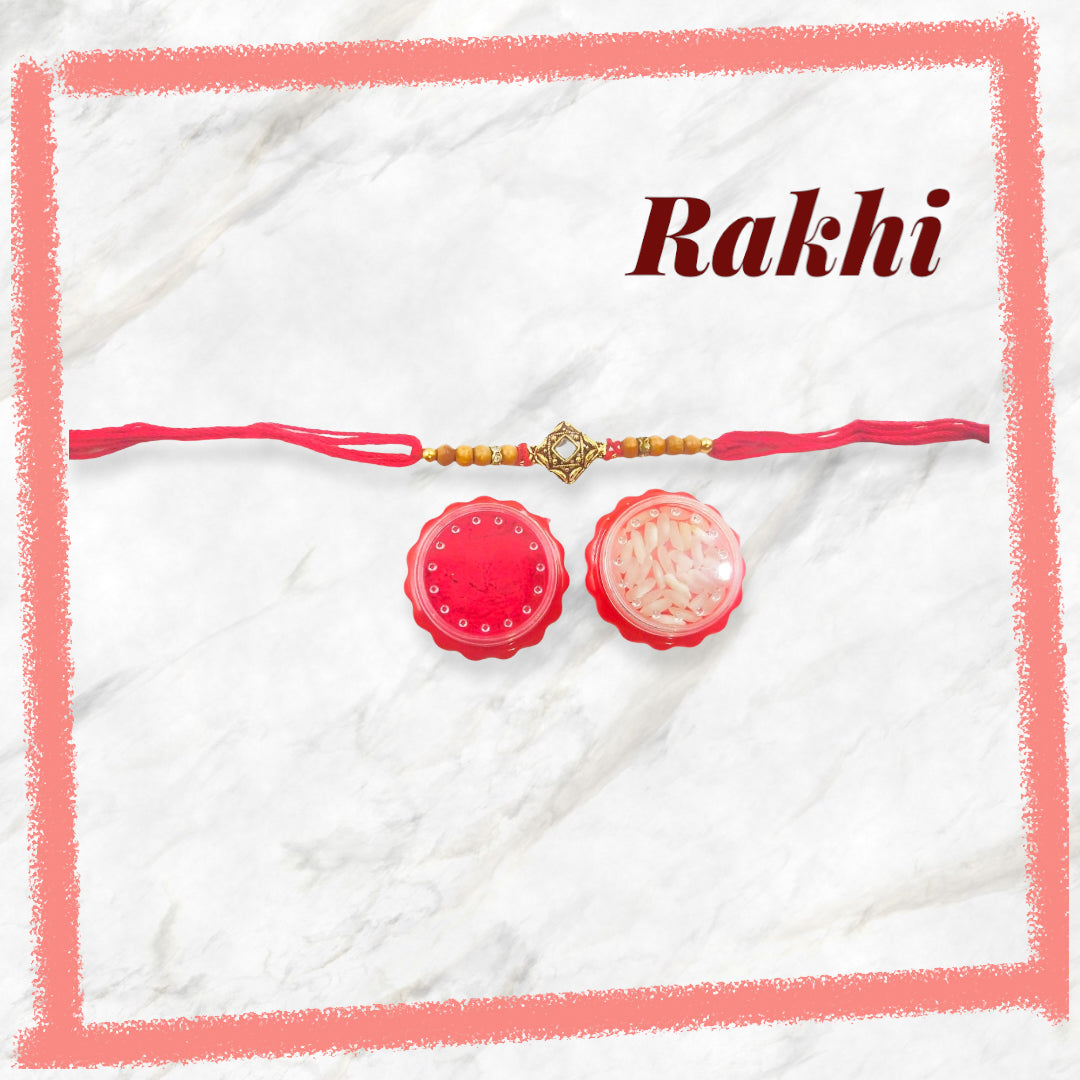 Wrap Shap S3 Elegant Rakhi with Kundan Bead Centre, Comes with Roli Chawal