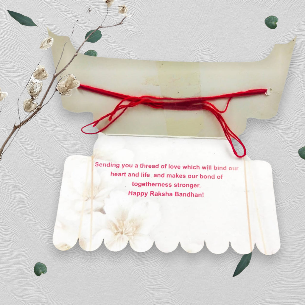 Wrap Shap Y11 Heavy Rakhi with Red Beads and Golden Stone Centre, Comes with Roli Chawal