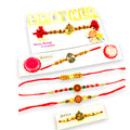 Wrap Shap Combo 6: Set of 6 Premium Designer Rakhis - Ganesh, Om & More