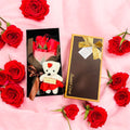Cute teddy bear with an artificial rose in a gift box – perfect Valentine’s, anniversary, and birthday gift for your loved one.