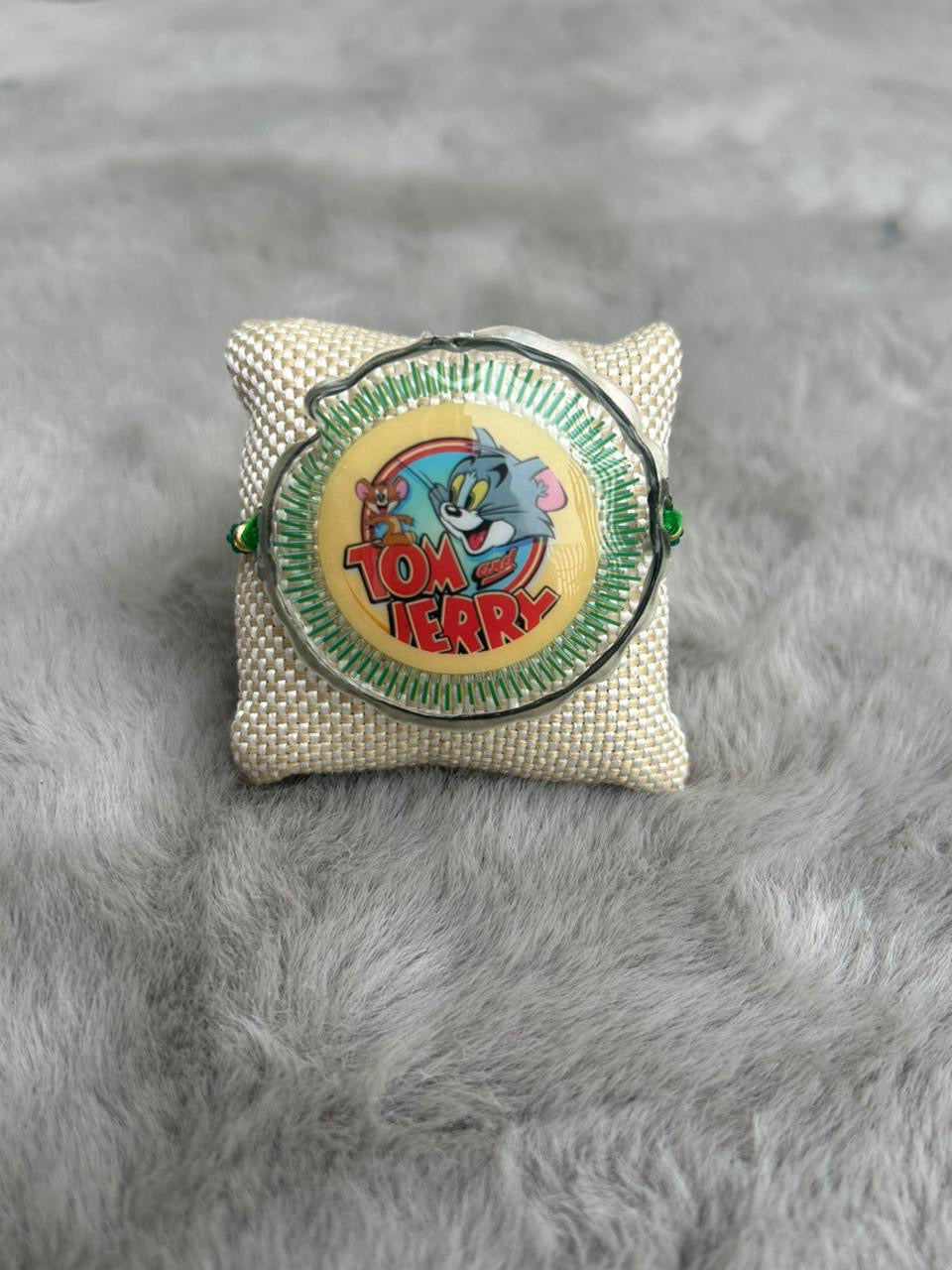 Wrap Shap Tom & Jerry Cushion Rakhi for Small Kids/Babies with Roli Chawal