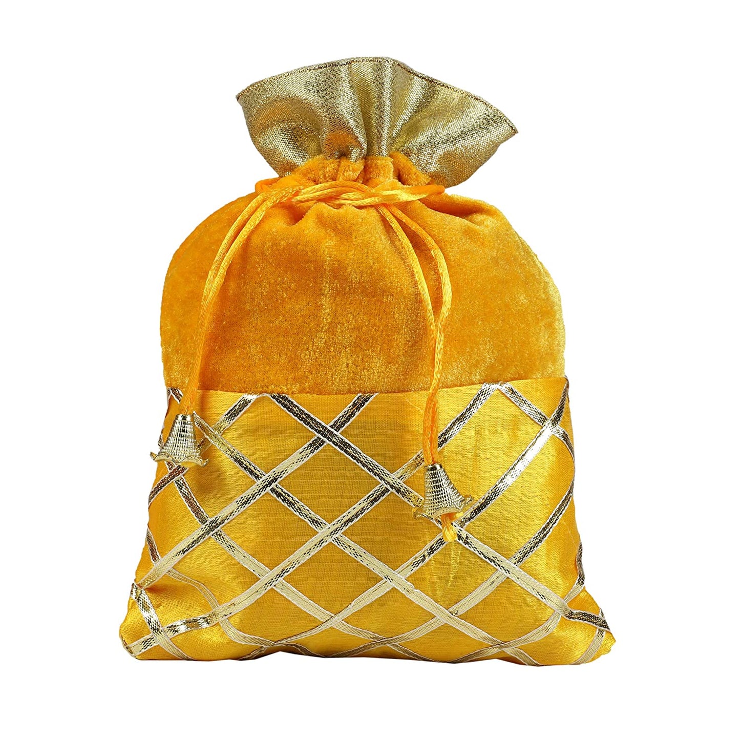 Luxurious Half Velvet Half Cross Gota Potli Batwa Bags (7x9 inches) – Return Favors and Gifting Dry Fruits