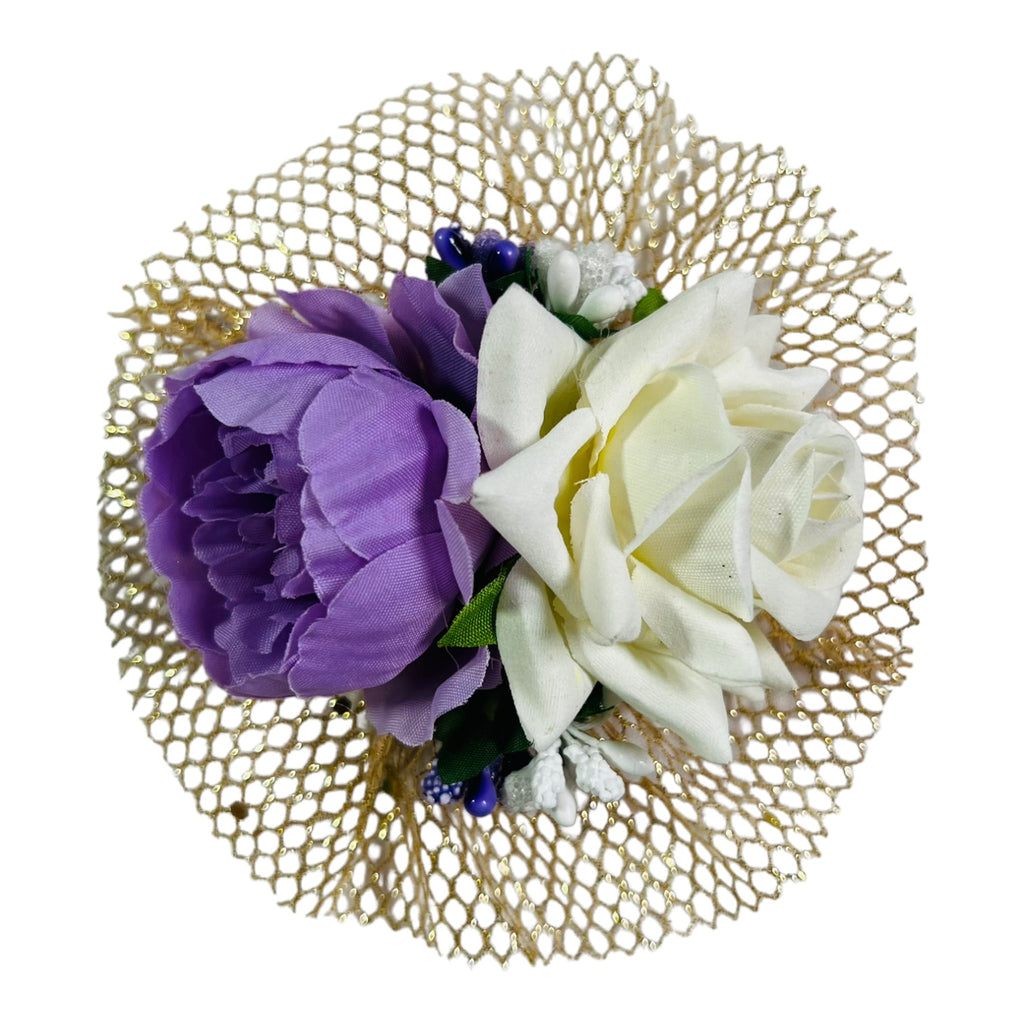 Elegant Purple Peony and White Rose Artificial Flower Bunch for Wedding Decor and Gift Packaging