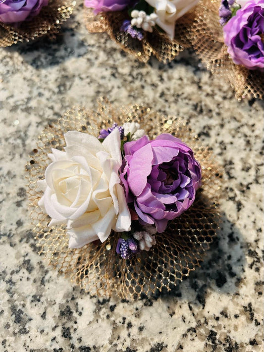 Elegant Purple Peony and White Rose Artificial Flower Bunch for Wedding Decor and Gift Packaging