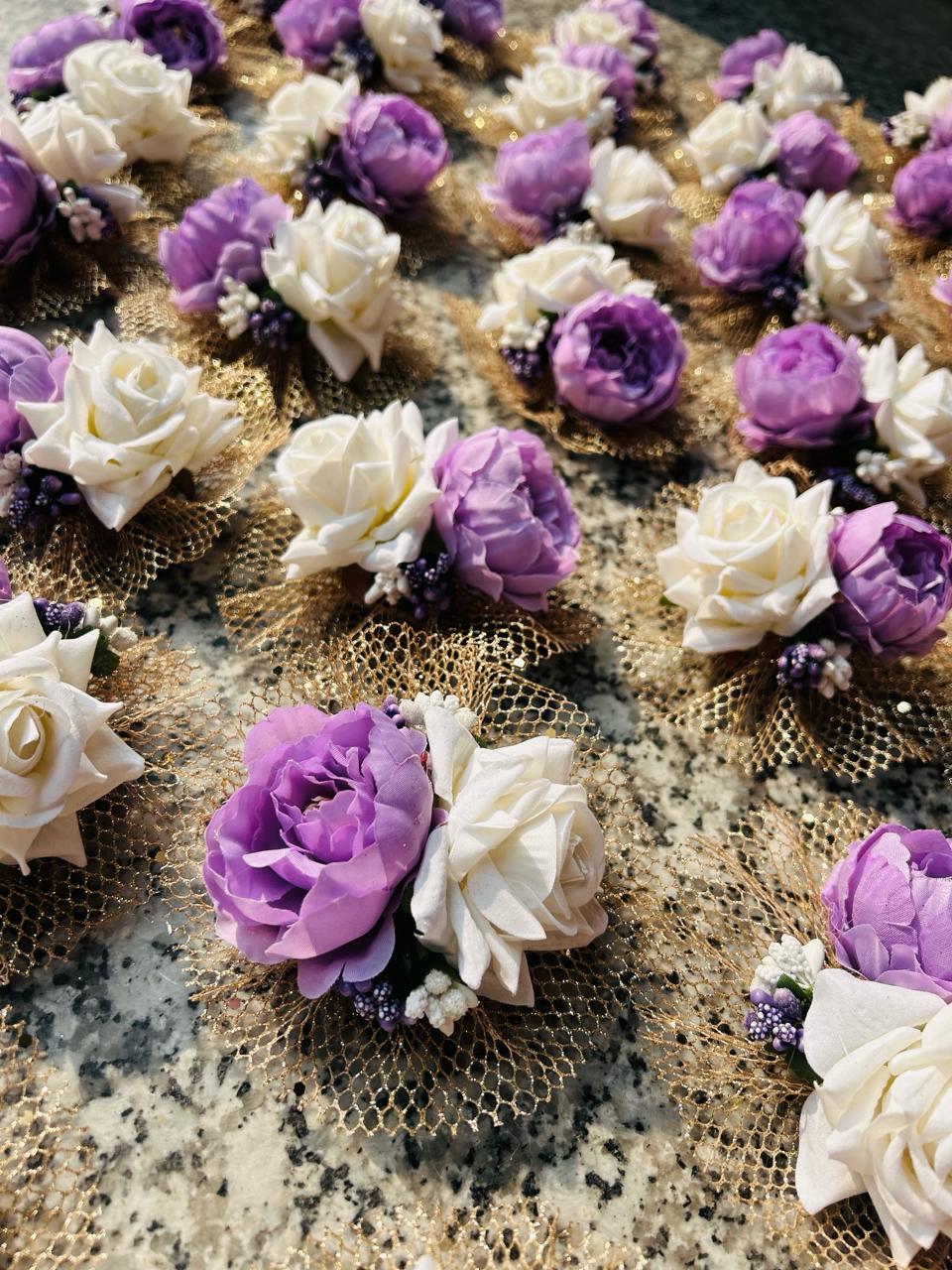 Elegant Purple Peony and White Rose Artificial Flower Bunch for Wedding Decor and Gift Packaging