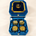 Ambar blue velvet four jar dry fruit gift box with acrylic decoration by Wrap Shap
