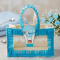 Baby jute return gift bag blue theme 8x4 inches