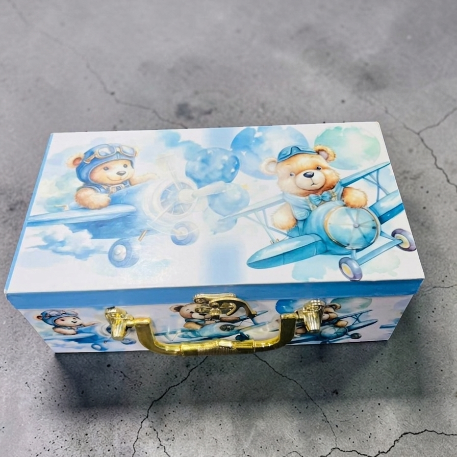 baby boy theme return gift box with cookies and almonds jars