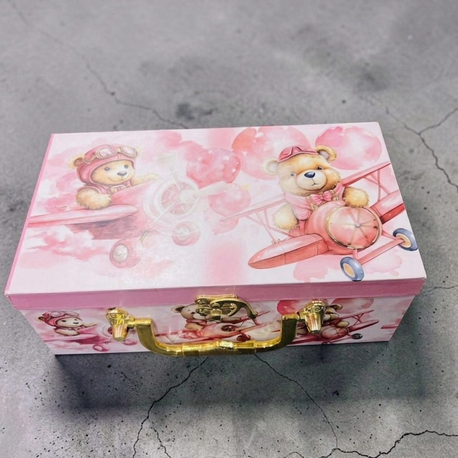 baby girl theme return gift box with cookies and almonds jars