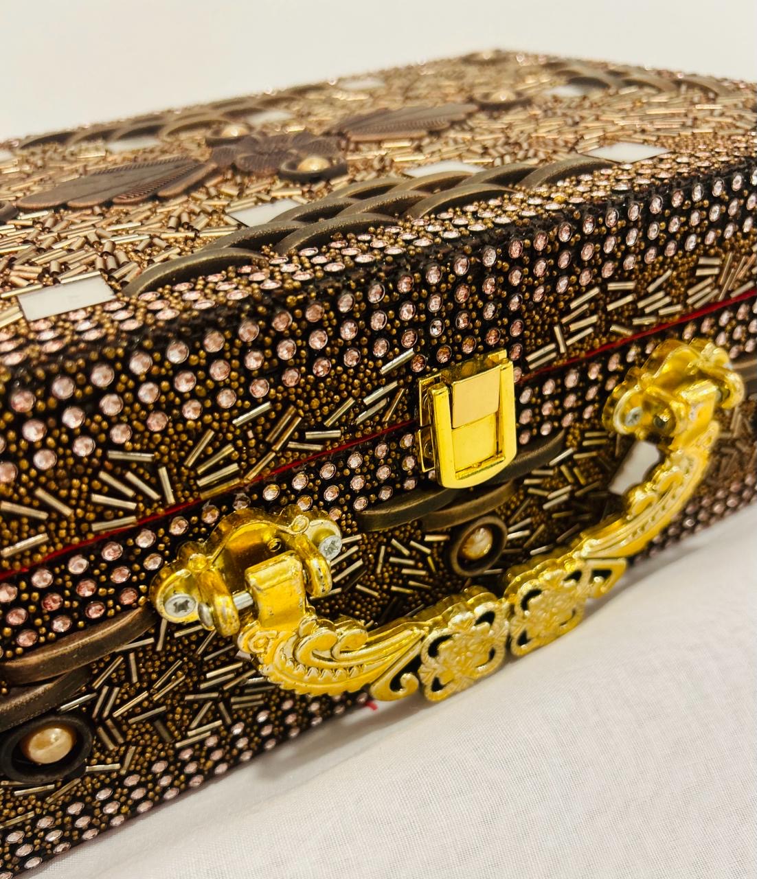 Antique Dark Brown 2 Rod Bangle Box – Premium Jewellery Organizer | Wrap Shap