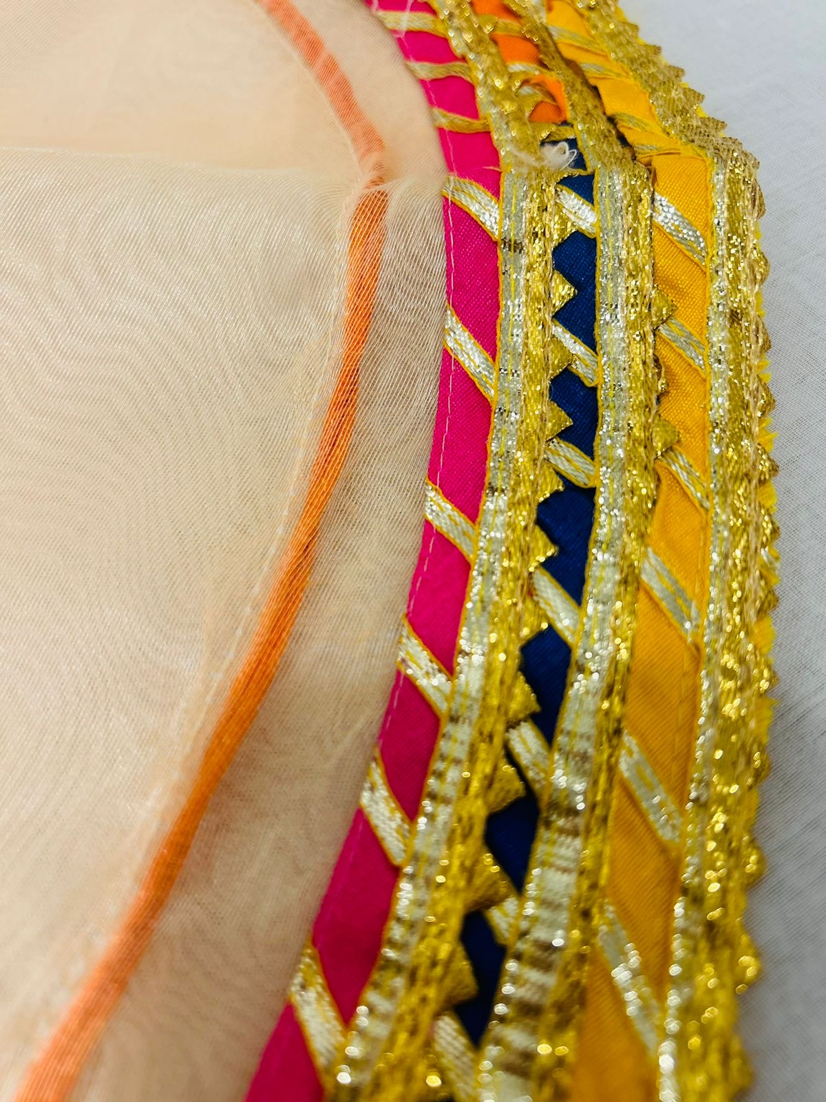 Tissue God Bharai Potli with Multicolored Lace Border – Big Size | Thaal Cover, Pooja, Wedding Use | Wrap Shap