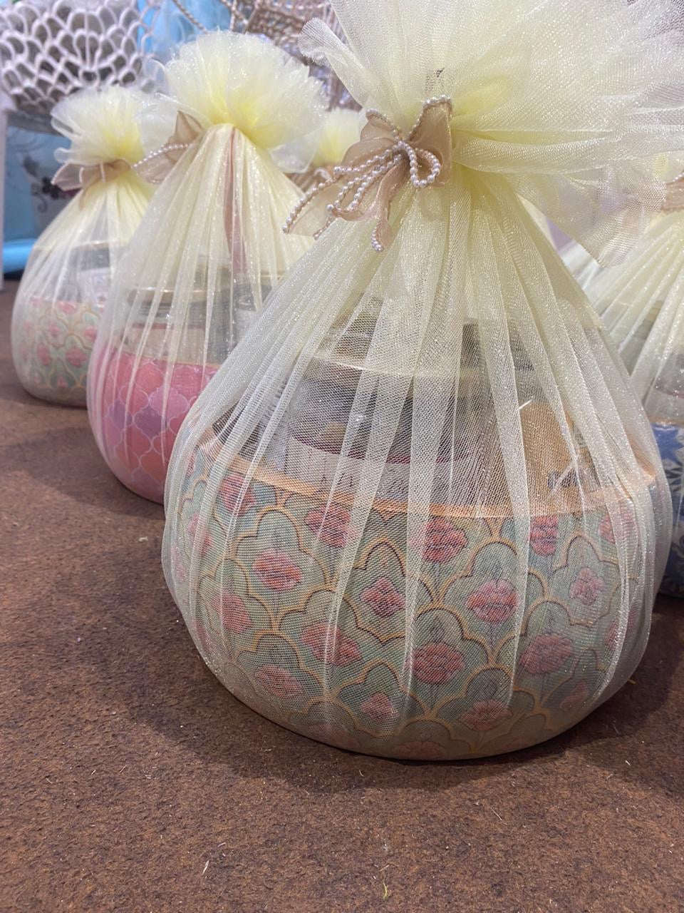 Elegant Tissue Ribbon with Pearl Border - Perfect for Designer Bows, Gift Wrapping, Hamper Designing, and More