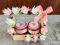 cashew almond glass jar gift basket in pinewood basket