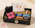 Choco Bro Rakhi Box featuring a designer beaded Rakhi, imported chocolates, Roli Chawal pouch and premium gift box