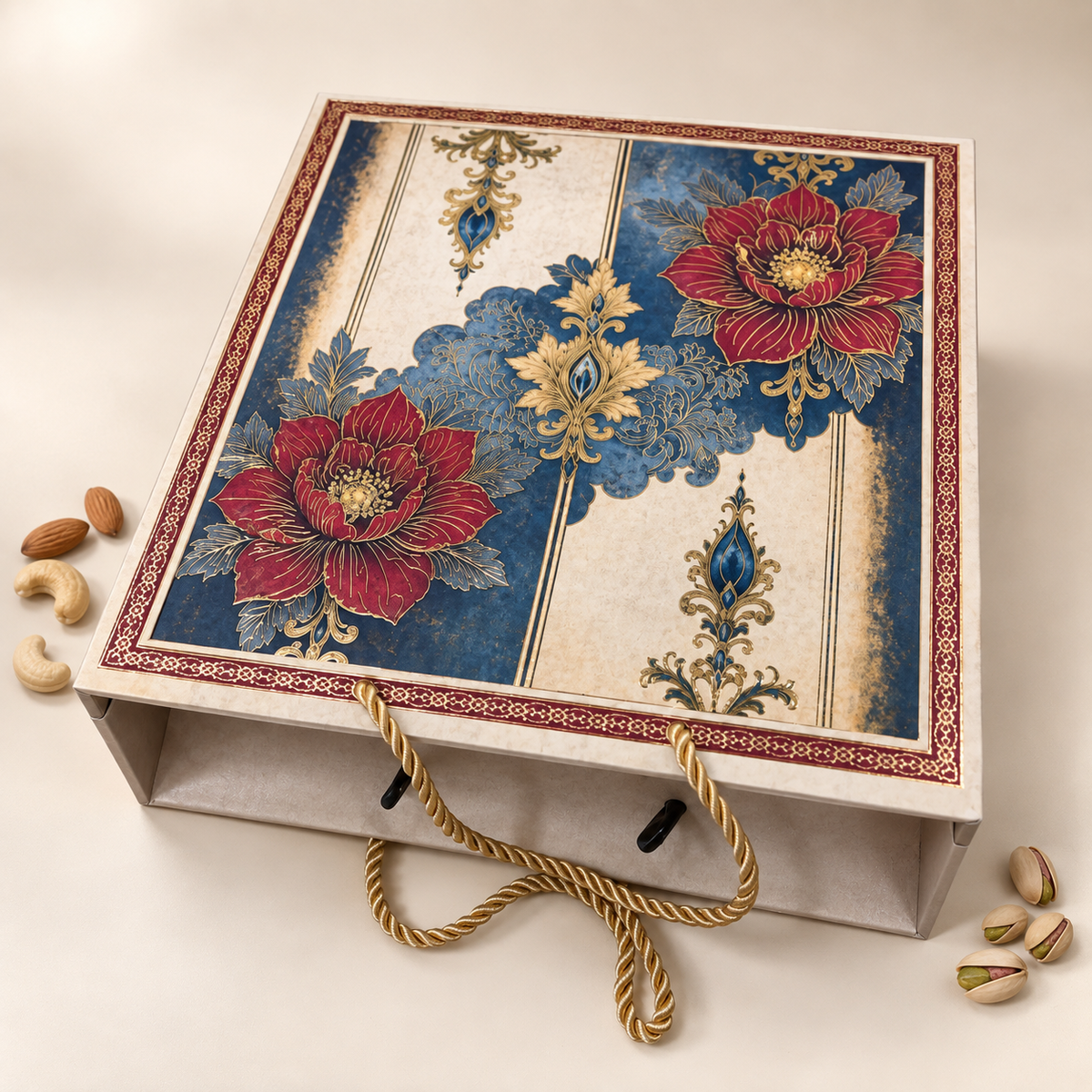 Designer Bag Style Dry Fruit Gift Box with Assorted Designs for Diwali and Corporate Gifting