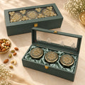 Premium diamond leather 3 jar dry fruit gift box in assorted colours by Wrap Shap