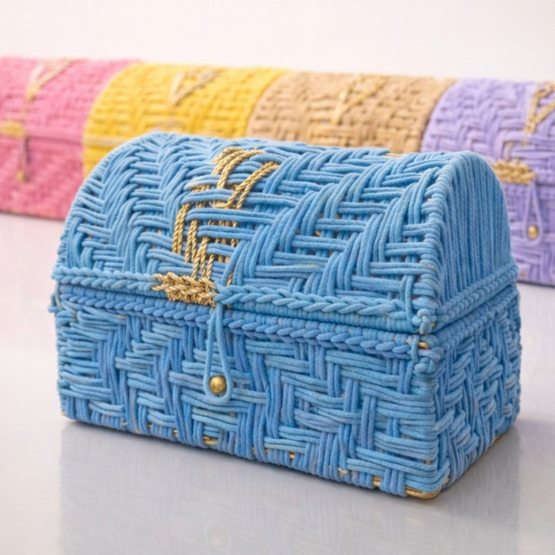 dome shaped woven cotton rope gift box