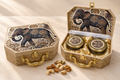 Elephant Print Two Jar Dry Fruit Gift Box with Rounded Edges by Wrap Shap