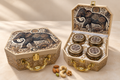 Elephant Print Four Jar Dry Fruit Gift Box with Rounded Edges by Wrap Shap