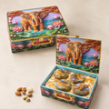 Crystal Four Jar Dry Fruit Gift Box with Elephant and Peacock Print by Wrap Shap
