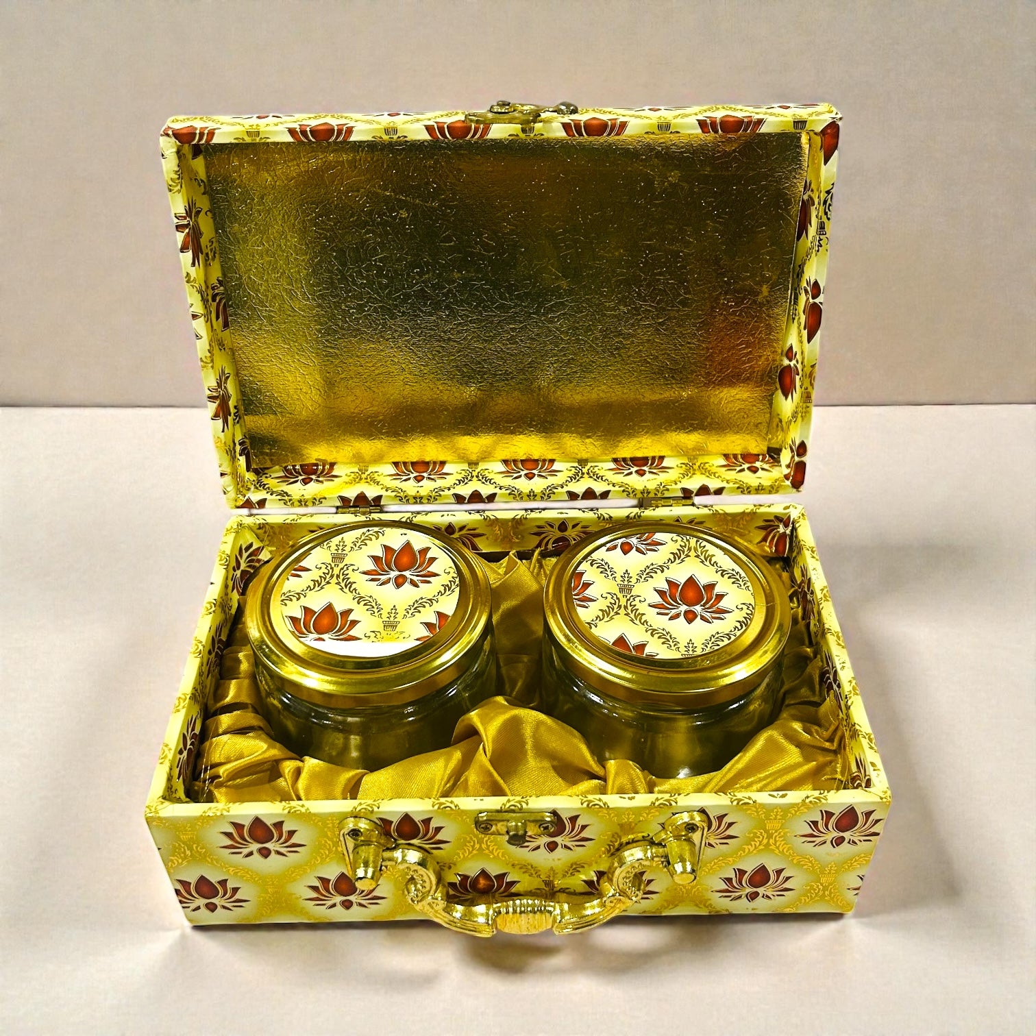 Premium 2 jar eatable gift box with dry fruits, cookies and snacks.