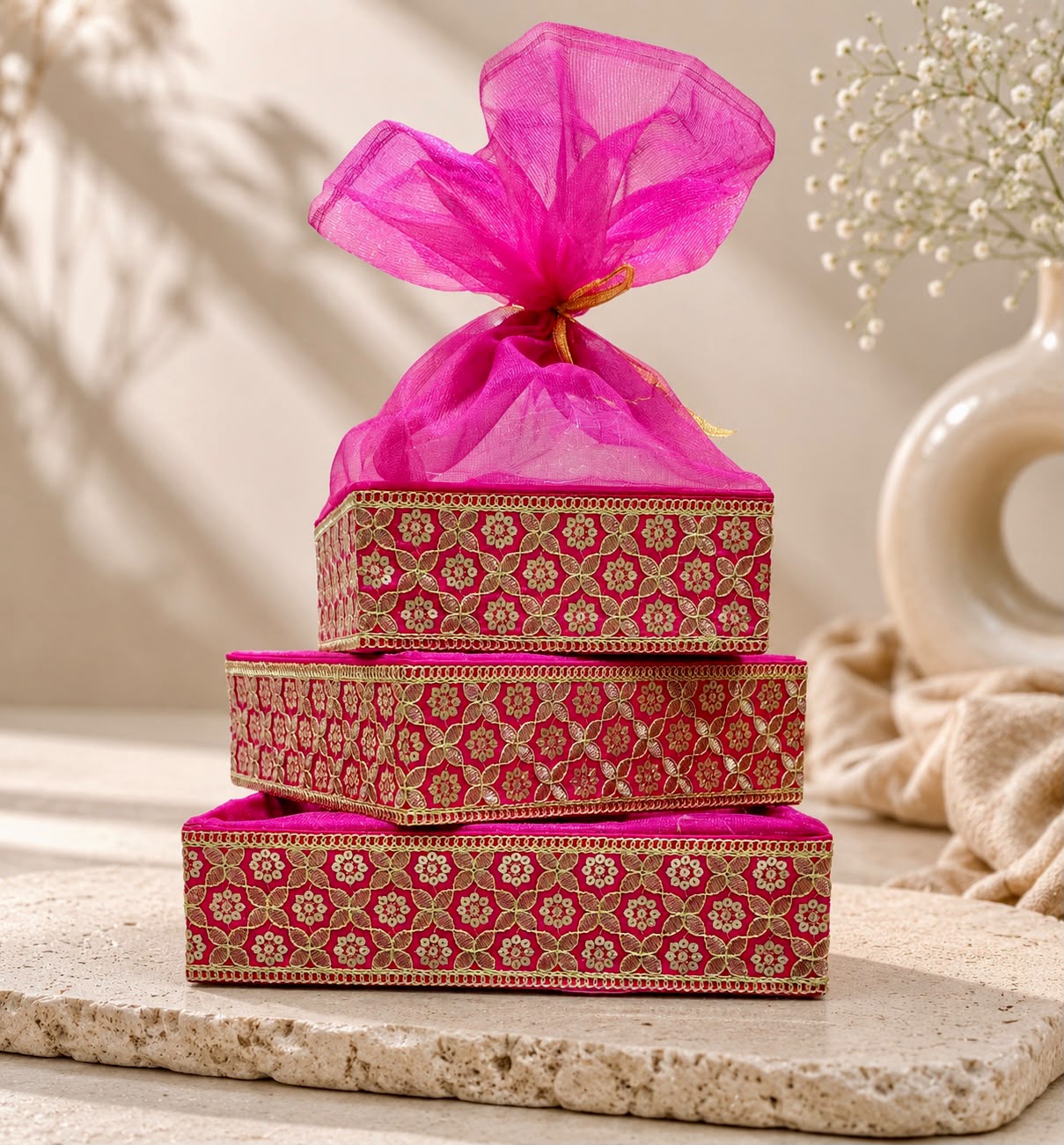 Decorative hamper basket for dry fruits, chocolates, sweets, gourmet gifts, bridal trousseau, and corporate gifting