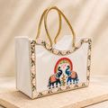 Premium Flower Border Elephant Design Foldable Gift Basket made from Kappa board for elegant hamper packaging. Decorative foldable hamper basket measuring 12x8x5 inches for wedding hampers, festive gifting, and corporate gift packaging.