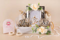 Luxury wedding invitation platter with German Silver Ganesh Ji and dry fruits, Premium Diwali gift hamper with silver elephants and photo frame