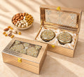 Premium golden diamond 2 jar dry fruit gift box by Wrap Shap