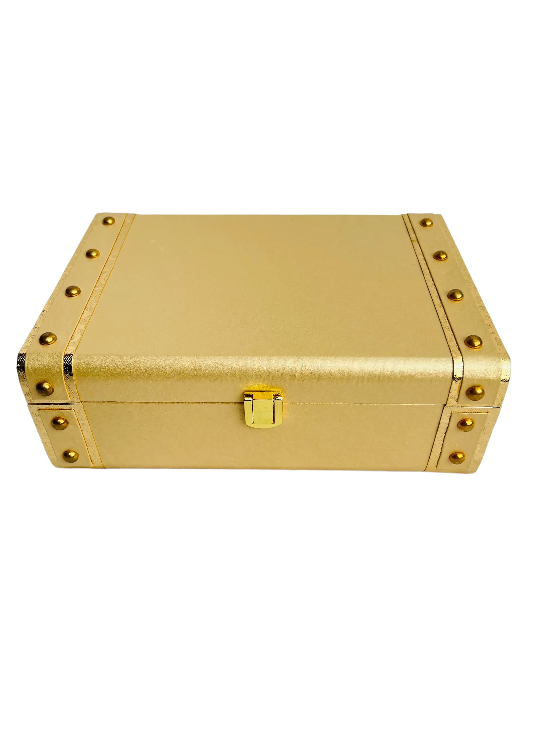 Golden rectangular rexin gifting trunk box 10x7x3.5 inches for premium gifting