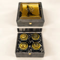 Honey velvet four jar dry fruit gift box with golden acrylic design by Wrap Shap