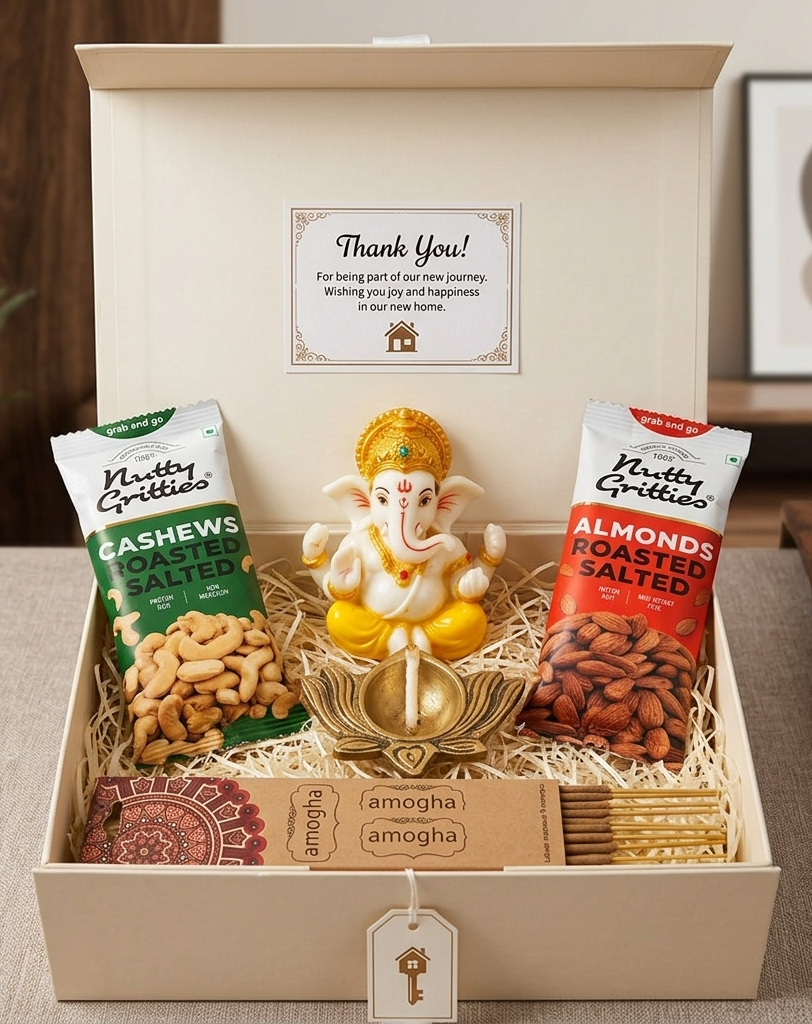 Housewarming spiritual gift hamper in ribbon box
