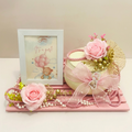 Its a girl announcement rasgulla hamper in pinewood platter