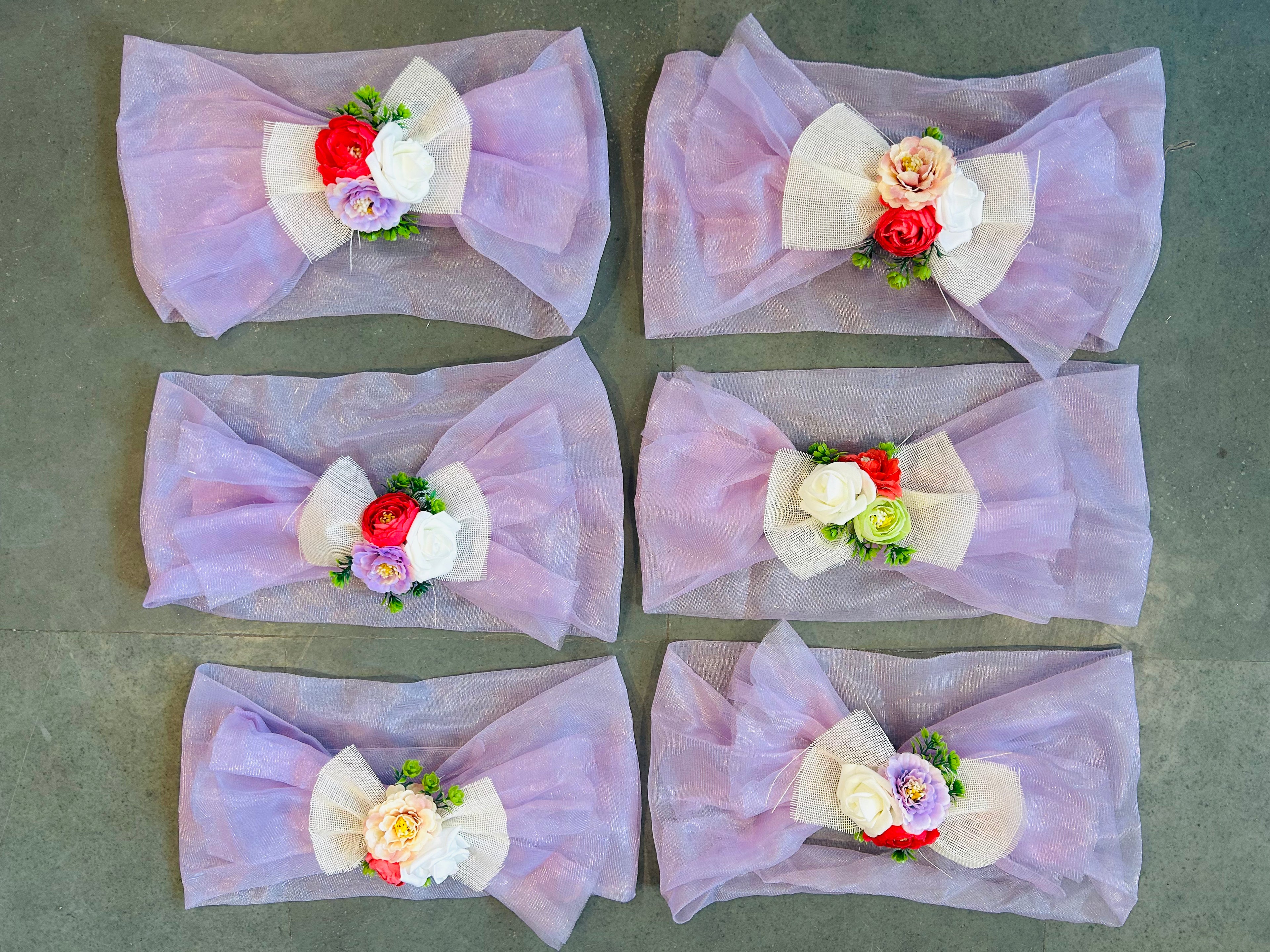 Wedding trousseau tray cover for saree and suit packing, Decorative lavender gift tray cover with flower bunch