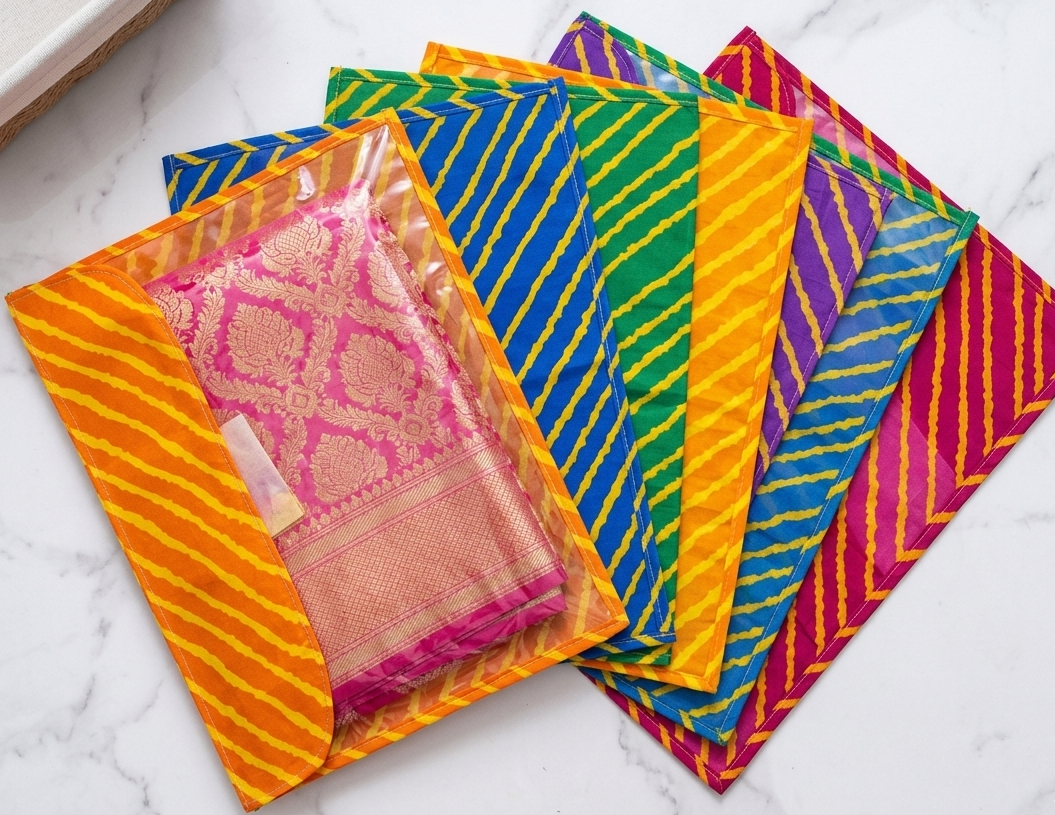 Leheriya saree covers pack of 10 with transparent front